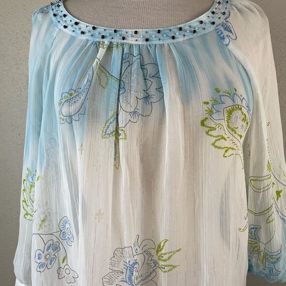 Luciano Dante Sheer Long Sleeve Tunic Size S EUC - Picture 2 of 8